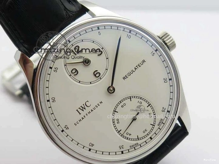 MIROTIME 0127 Effortless Portuguese IW544404 SS White Dial On Black Leather Strap A 7257